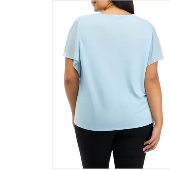 Calvin Klein Plus Size Short Flutter Sleeve Knit Top - Picture 6 of 10